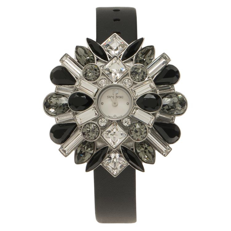 Pre Owned Swarovski White Stainless Steel Crystals Shourouk  Women's Wristwatch 21MM