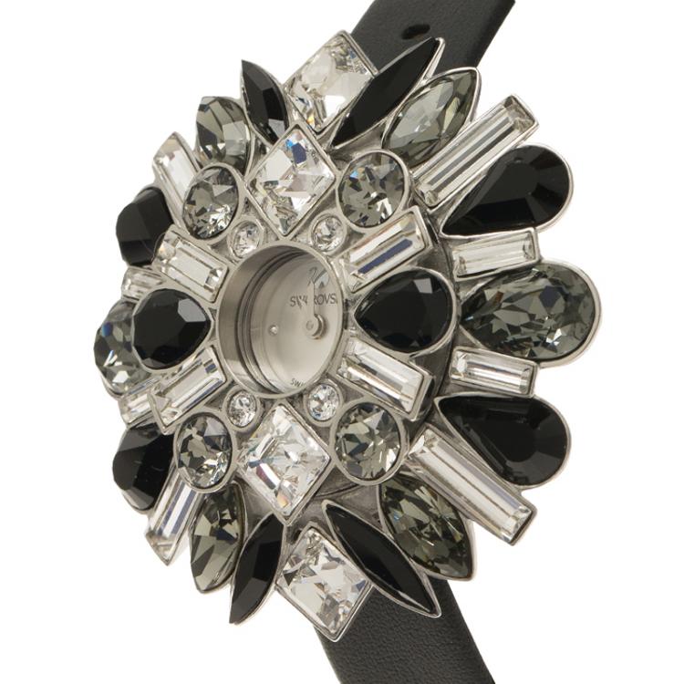 Pre Owned Swarovski White Stainless Steel Crystals Shourouk  Women's Wristwatch 21MM