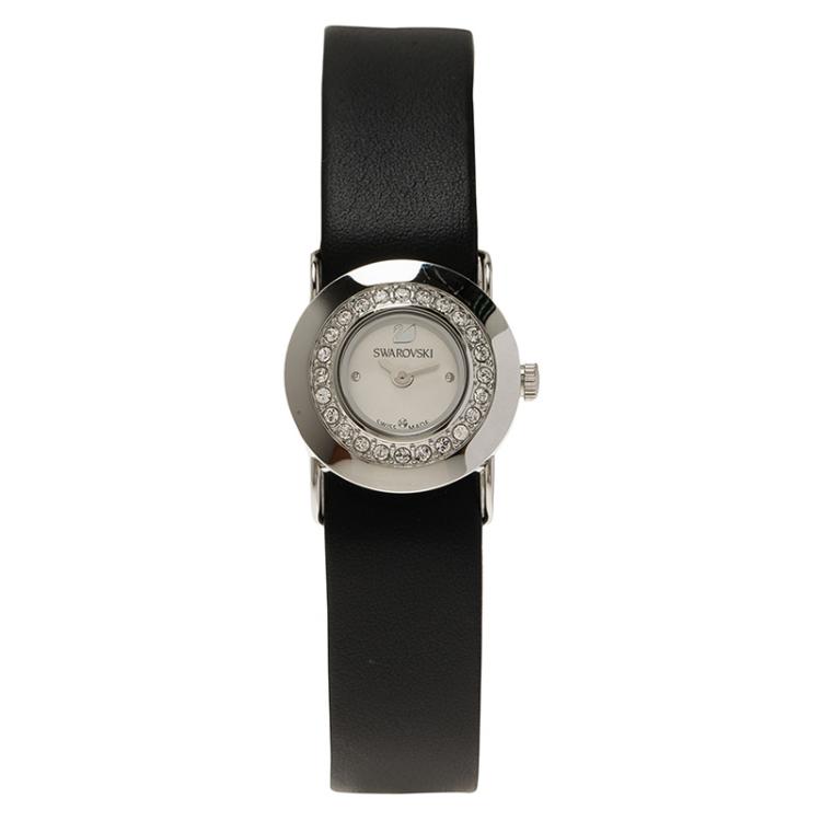 Pre Owned Swarovski White Stainless Steel Crystals Shourouk  Women's Wristwatch 21MM