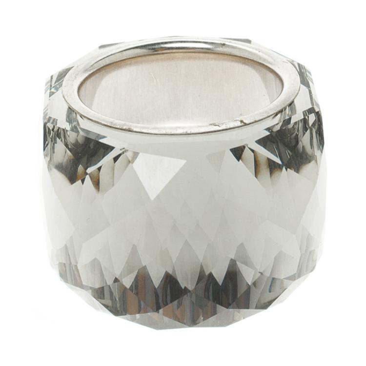 Pre Owned Swarovski Nirvana Crystal Silver Plated Ring