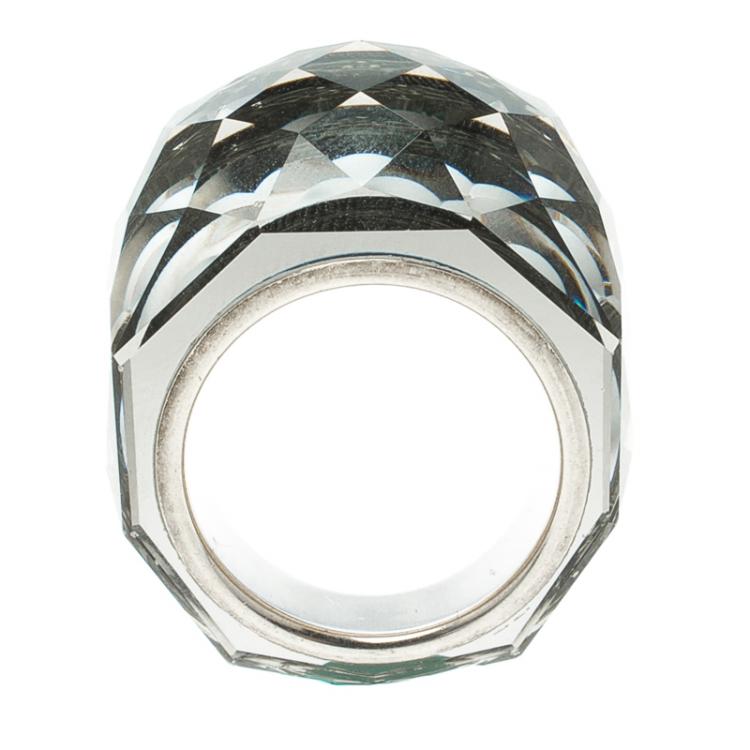 Pre Owned Swarovski Nirvana Crystal Silver Plated Ring