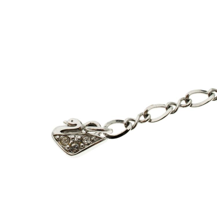 Pre Owned Swarovski Briolette Crystal Silver Tone Necklace 