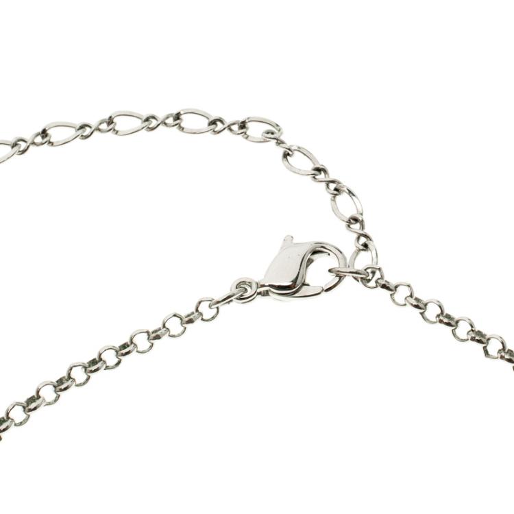 Pre Owned Swarovski Briolette Crystal Silver Tone Necklace 