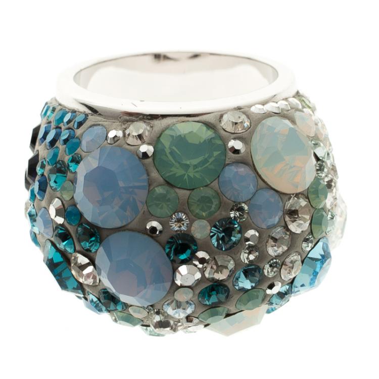 Pre Owned Swarovski Crystal Studded Ring