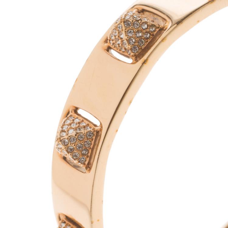Pre Owned Swarovski Crystal Studded Pyramid Rose Gold Tone Bracelet S