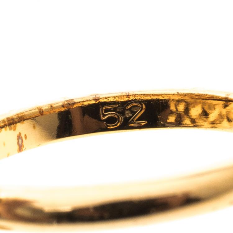 Pre Owned Swarovski Grey Crystal Gold Tone Ring Size 52