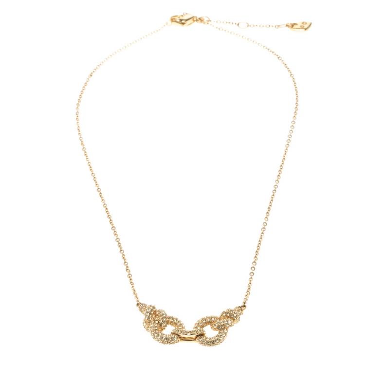 Pre Owned Swarovski Interlocking Rings Yellow Crystal Necklace