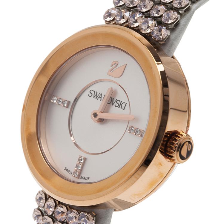 Pre Owned Swarovski Silver Stainless Steel Piazza Mini Mesh Women's Wristwatch 30MM