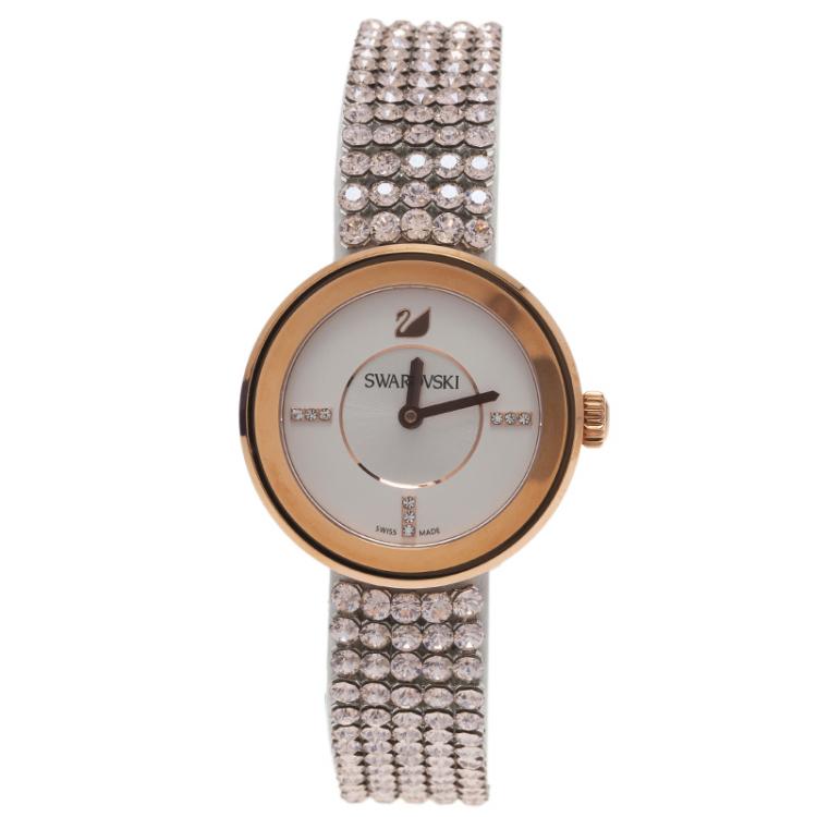 Pre Owned Swarovski Silver Stainless Steel Piazza Mini Mesh Women's Wristwatch 30MM