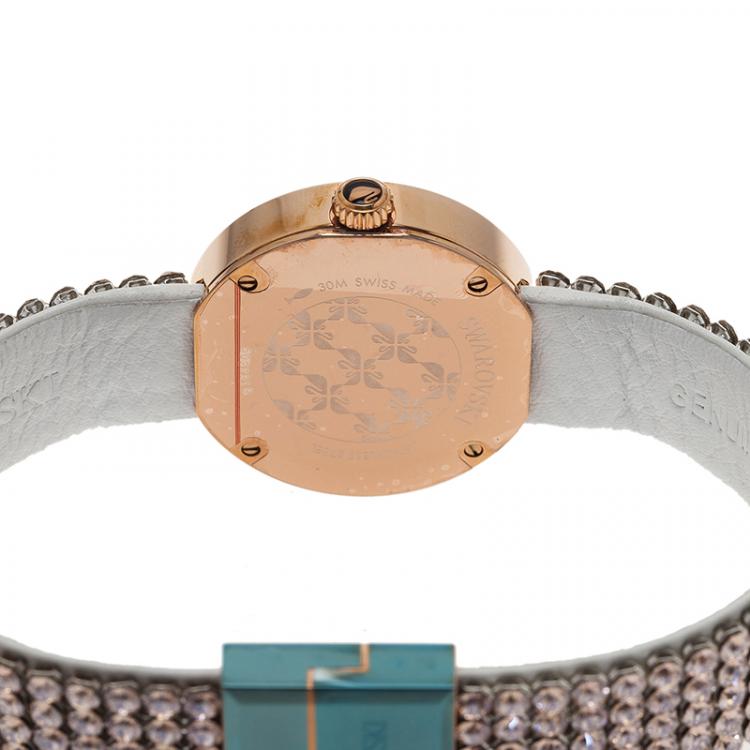 Pre Owned Swarovski Silver Stainless Steel Piazza Mini Mesh Women's Wristwatch 30MM