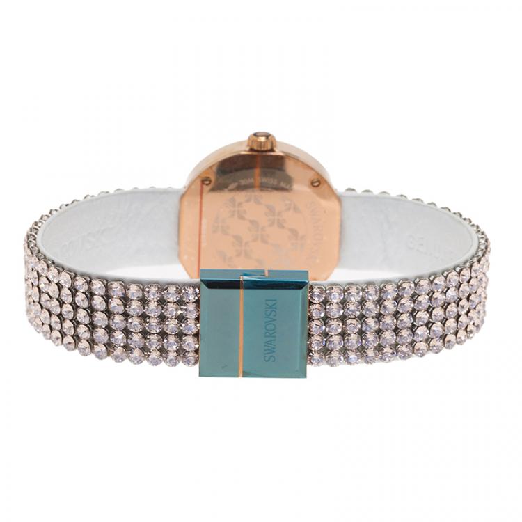 Pre Owned Swarovski Silver Stainless Steel Piazza Mini Mesh Women's Wristwatch 30MM