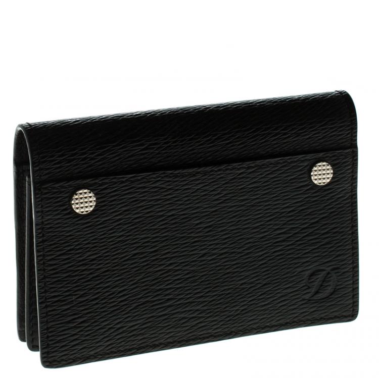 Pre Owned S.T. Dupont Black Leather Diamond Card Holder