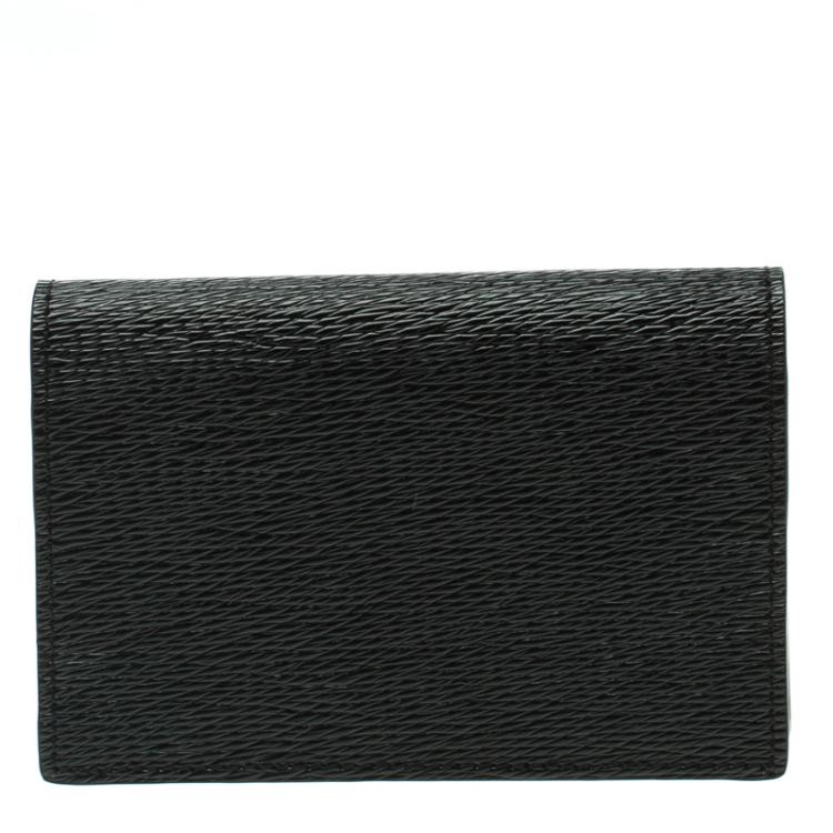 Pre Owned S.T. Dupont Black Leather Diamond Card Holder