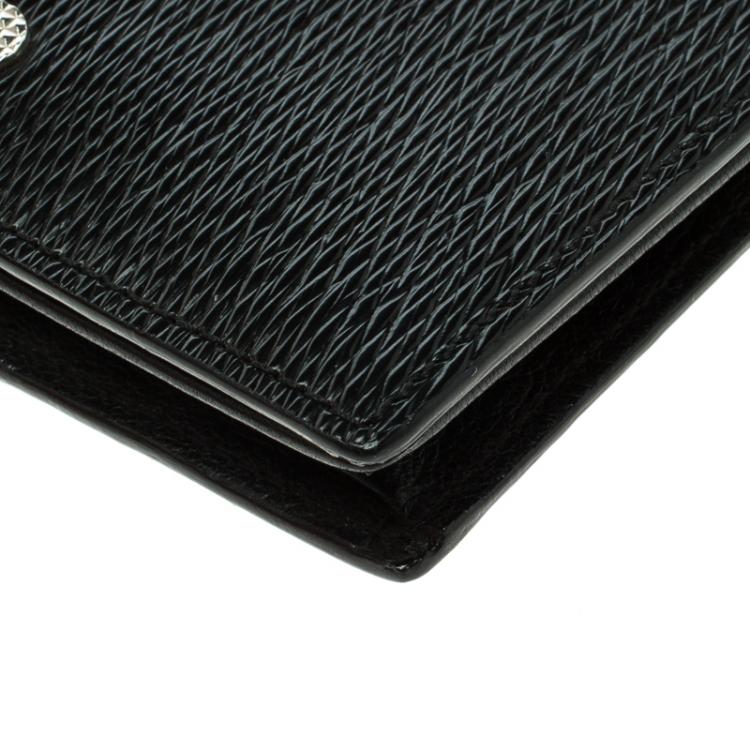 Pre Owned S.T. Dupont Black Leather Diamond Card Holder