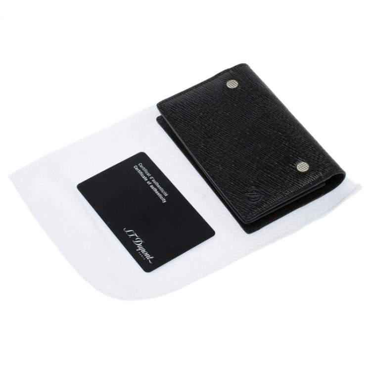 Pre Owned S.T. Dupont Black Leather Diamond Card Holder
