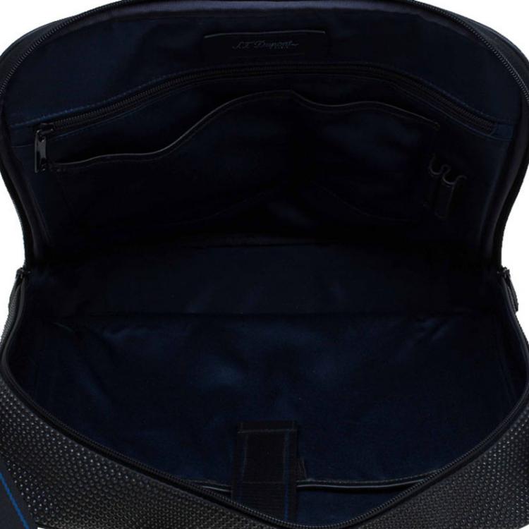 Pre Owned S.T. Dupont Black Textured Fabric Laptop Bag w/ Battery Pouch