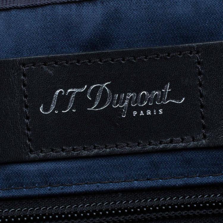 Pre Owned S.T. Dupont Black Textured Fabric Laptop Bag w/ Battery Pouch