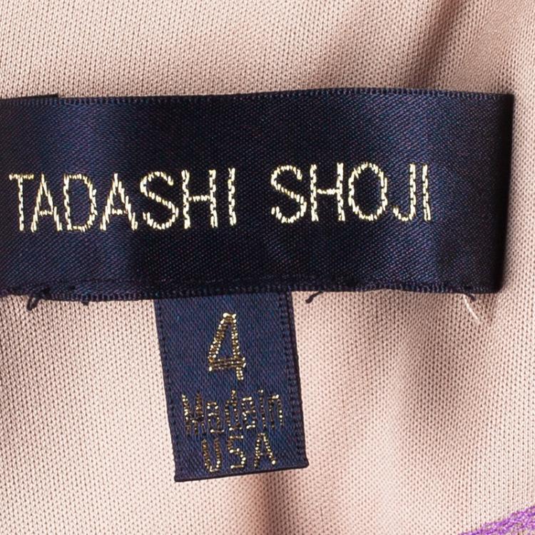 Pre Owned Tadashi Shoji Purple Gathered Gown S