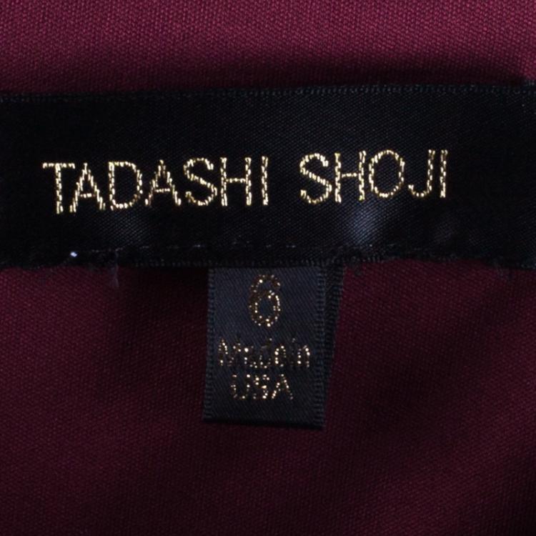 مملوكة مسبقًا Tadashi Shoji Merlot Long Sleeve Lace Gown M