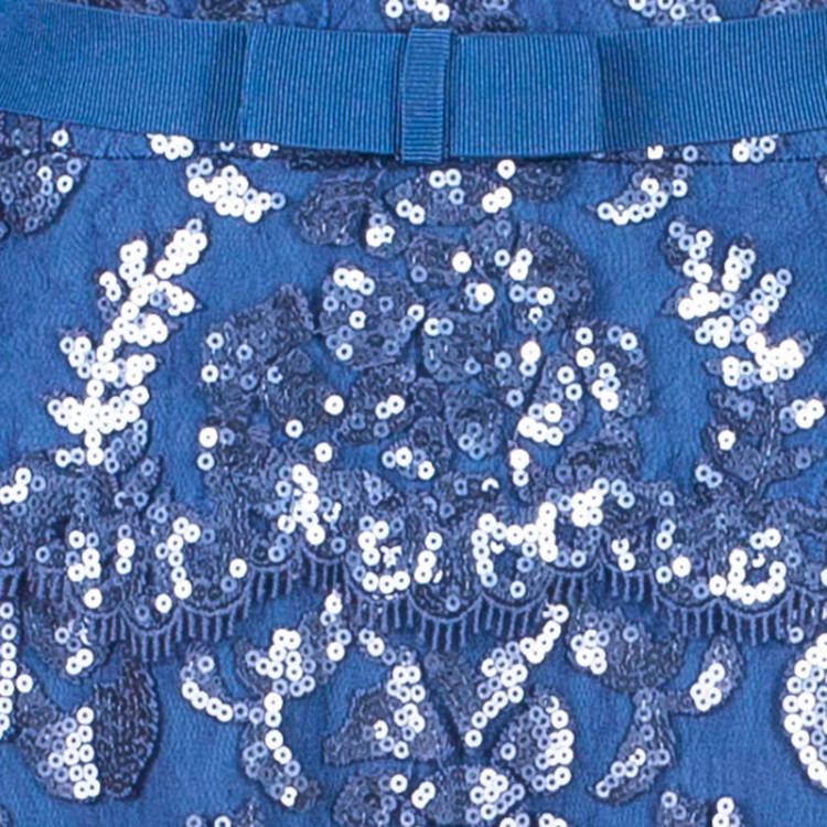 Pre Owned Tadashi Shoji Periwinkle Blue Embellished Gown M
