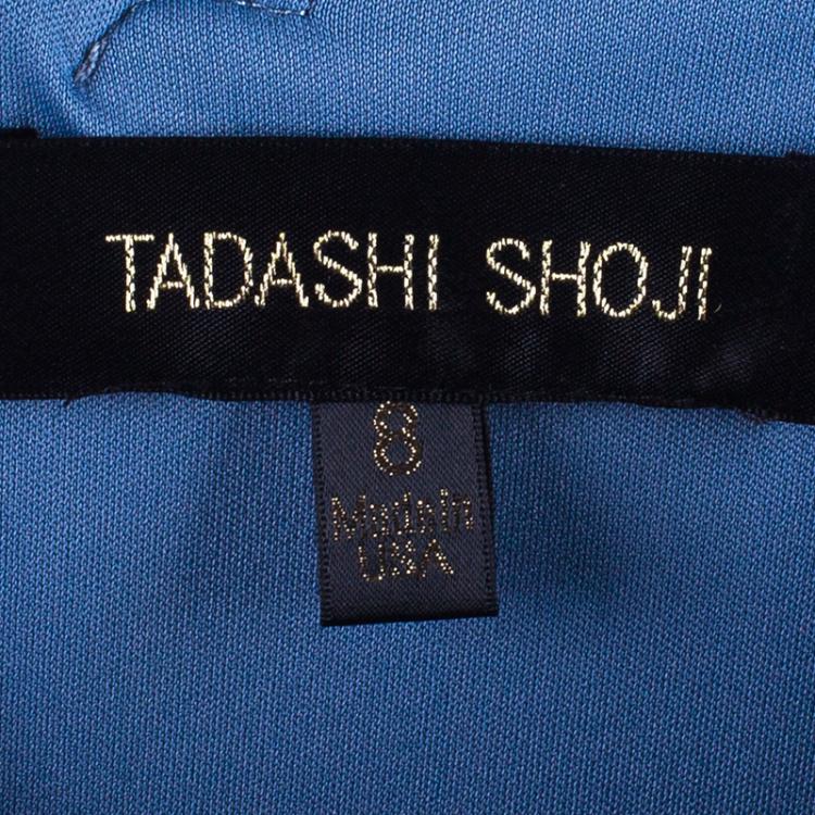 Pre Owned Tadashi Shoji Periwinkle Blue Embellished Gown M