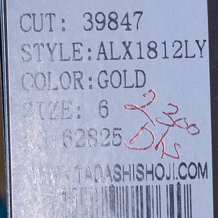 Pre Owned Tadashi Shoji Metallic Gold Embroidered Lace Gown M
