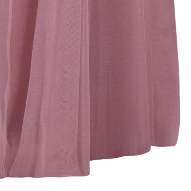 Pre Owned Tadashi Shoji Rose Pink Embroidered Short Sleeve Tulle Gown M