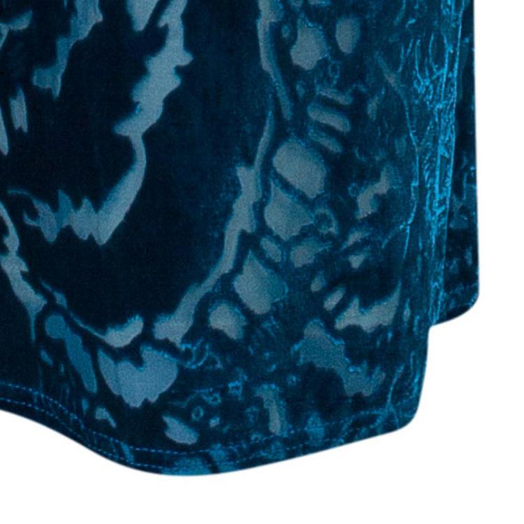 Pre Owned Tadashi Shoji Blue Devore Full Sleeve Gown S