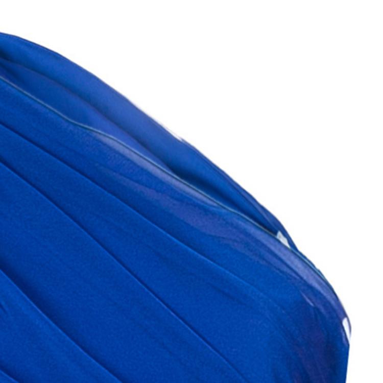 Pre Owned Tadashi Shoji One Shoulder Blue Gown L