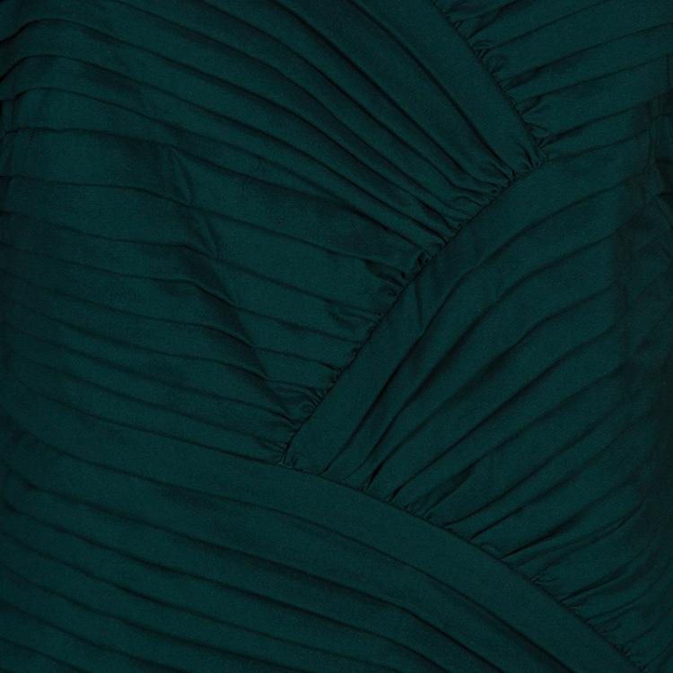 Pre Owned Tadashi Shoji Green Lace Gown L