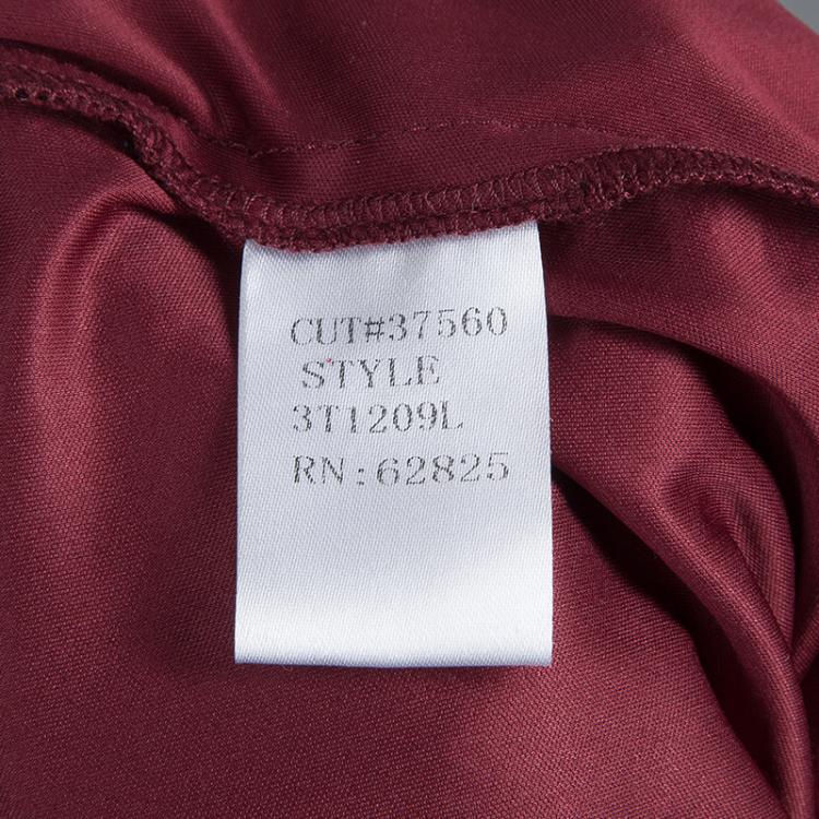 Pre Owned Tadashi Shoji Burgundy Long Sleeve Lace Sequin Embellished Gown L