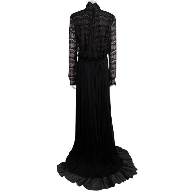 مملوكة مسبقًا Tadashi Shoji Black Lace Chiffon Gown XXL