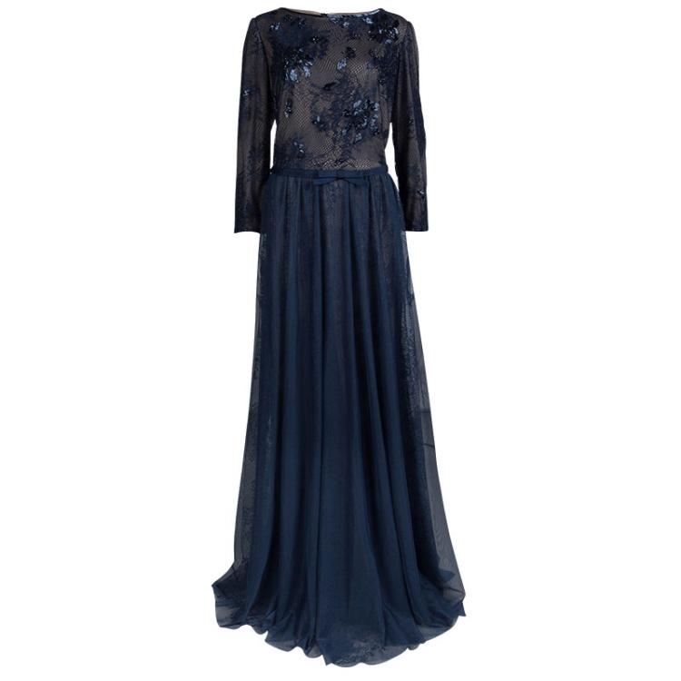 Tadashi Shoji Navy Blue Lace Embellished Dress XXL Tadashi Shoji | The ...