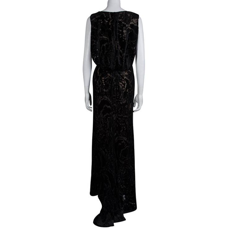مملوكة مسبقًا Tadashi Shoji Black Devore Gown M