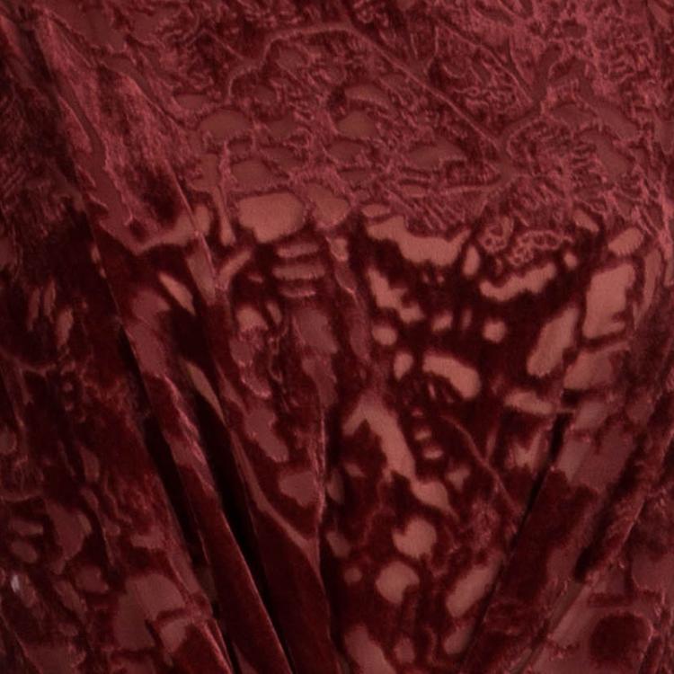 Pre Owned Tadashi Shoji Red Devore Gown L
