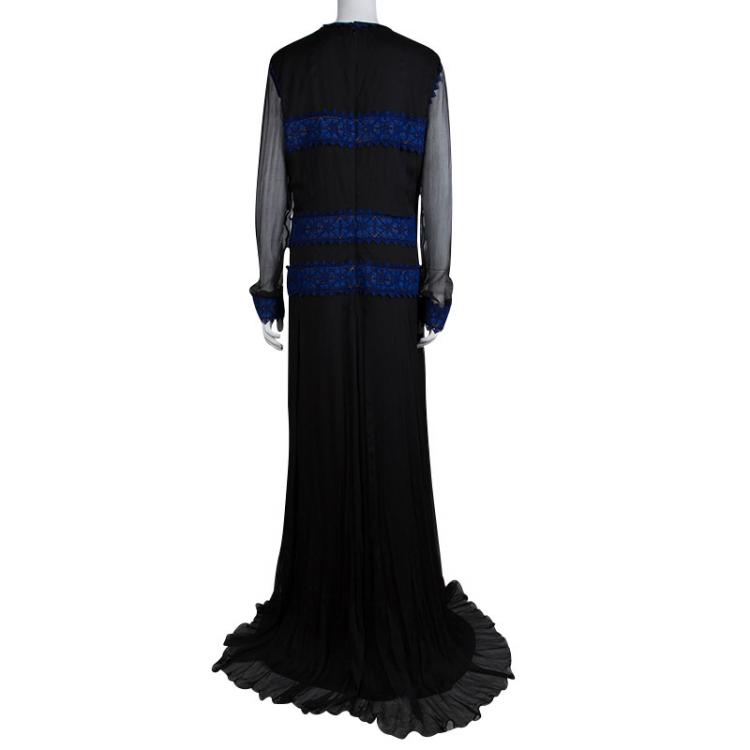 Pre Owned Tadashi Shoji Border Lace Chiffon Gown XXL