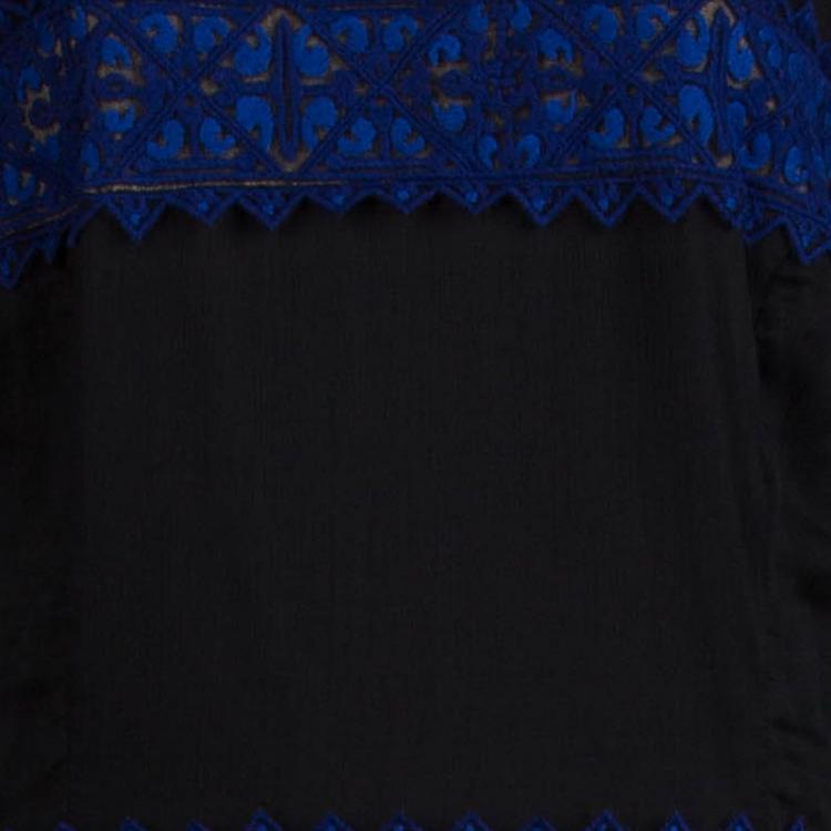 Pre Owned Tadashi Shoji Border Lace Chiffon Gown XXL