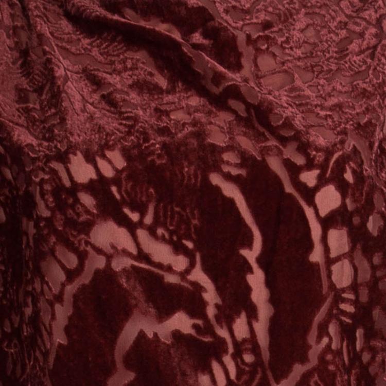 مملوكة مسبقًا Tadashi Shoji Red Devore Full Sleeve Gown XXL