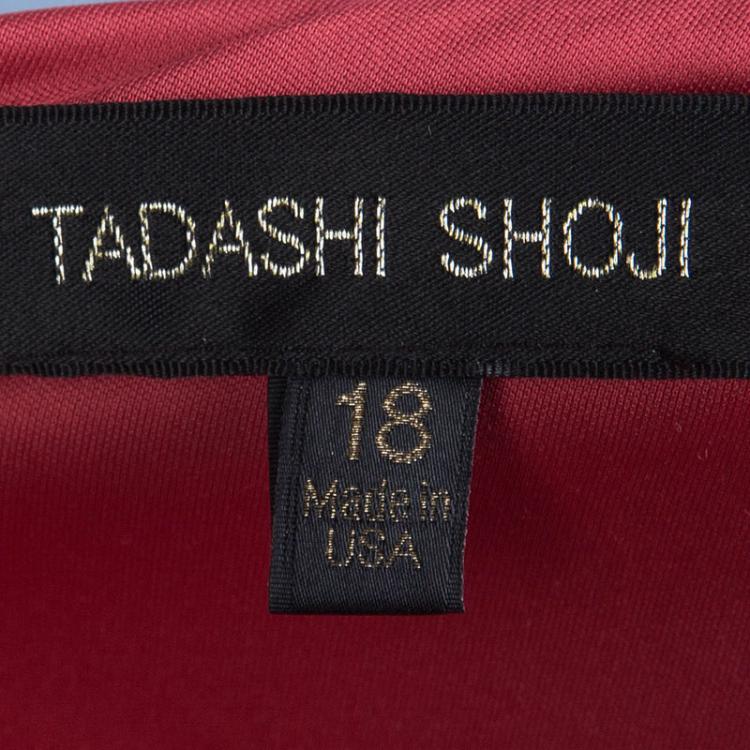 مملوكة مسبقًا Tadashi Shoji Red Devore Full Sleeve Gown XXL