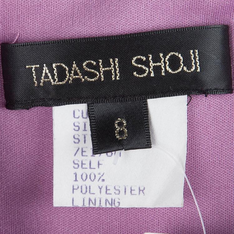 Pre Owned Tadashi Shoji Lavender Sequin Embellished Ruched Strapless Dress M