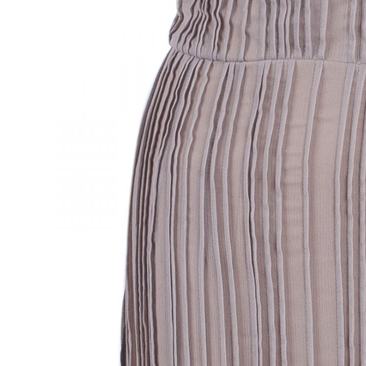 مملوكة مسبقًا Tadashi Shoji Grey Chiffon Embellished Gown L