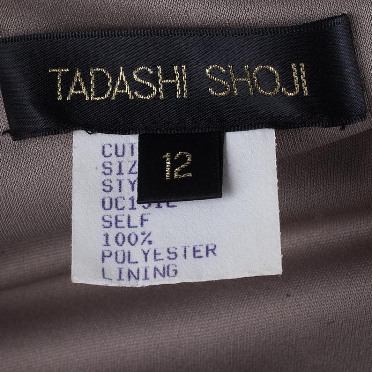 مملوكة مسبقًا Tadashi Shoji Grey Chiffon Embellished Gown L