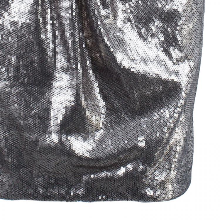 Pre Owned Tadashi Shoji Sequin One Shoulder Dress S