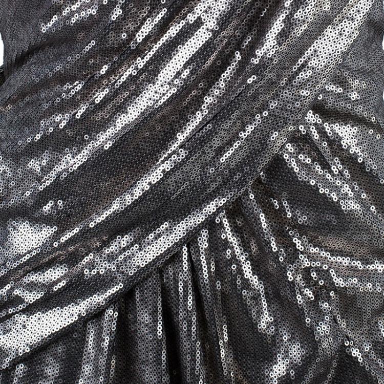 Pre Owned Tadashi Shoji Sequin One Shoulder Dress S