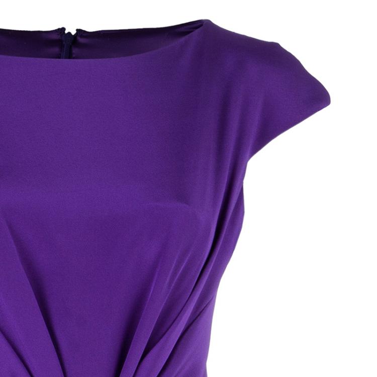 Pre Owned Tadashi Shoji Gathered Silk Dress L