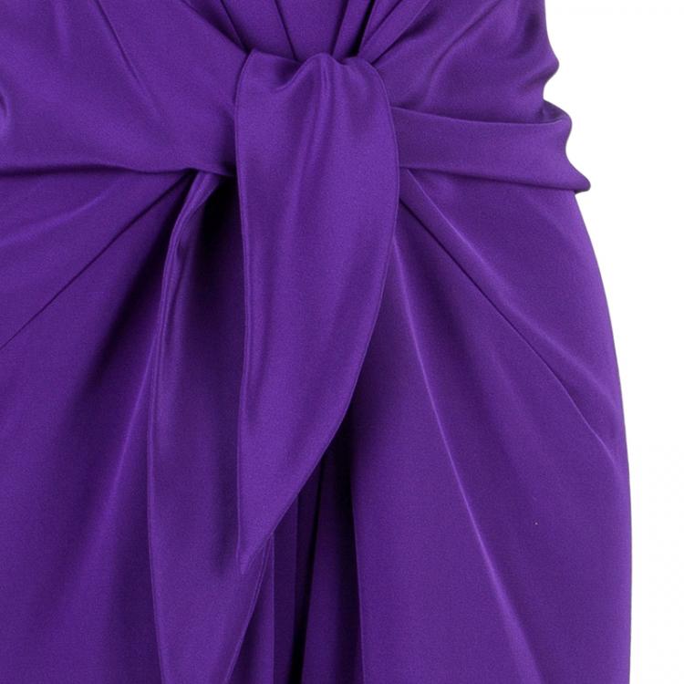 Pre Owned Tadashi Shoji Gathered Silk Dress L