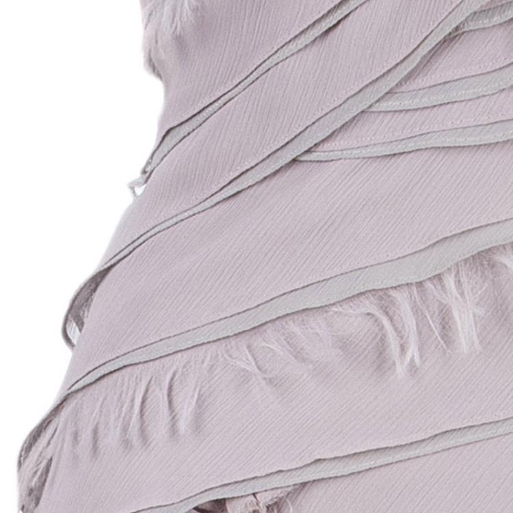مملوكة مسبقًا Tadashi Shoji Gray Tiered One-Shoulder Organza Dress M
