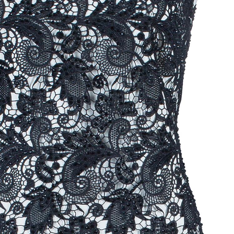 مملوكة مسبقًا Tadashi Shoji Monochrome Lace Detail Gown XL