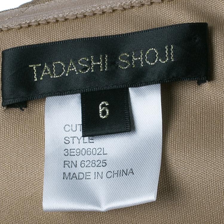 Pre Owned Tadashi Shoji Black and Beige Scalloped Gown M