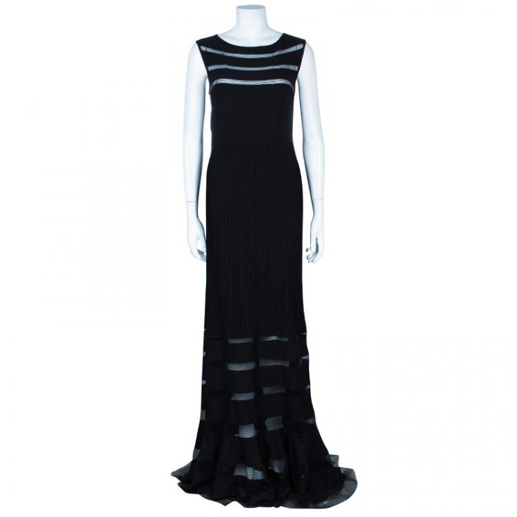 مملوكة مسبقًا Tadashi Shoji Black Panel Gown L